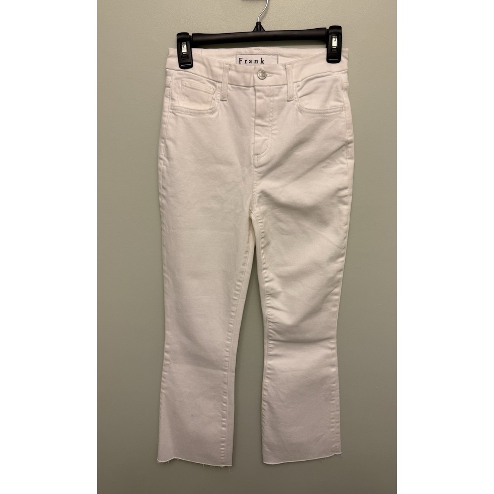 Frank And Eileen Galway Wide Leg Jeans Women's 26 White Denim Cropped Frayed Hem - Picture 3 of 16